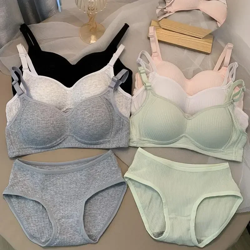 Bralette Triangle Set - Damskie bezszwowe komplety biustonoszy majtki +