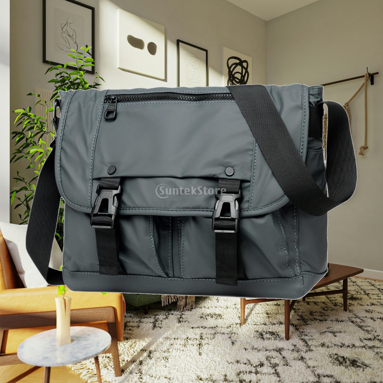 Tote Bag Beach - Torba listonoszka wielowarstwowa z kieszeniami, nylonowa,