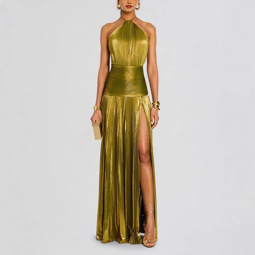 Maxi Dress Halter - Elegancka sukienka na przyjęcie, bez rękawów,
